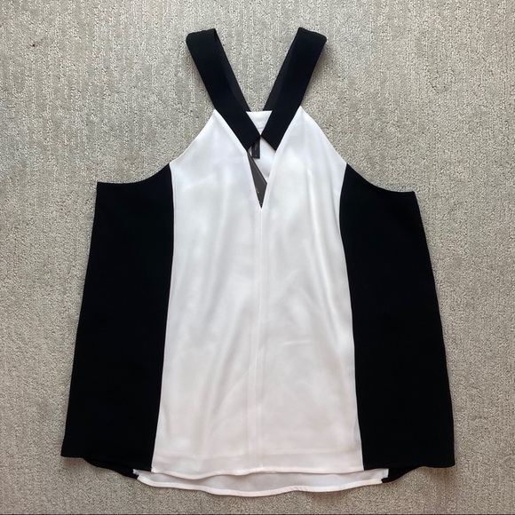 BCBGMAXAZRIA Black/White Sofya Cutout Halter Top - Picture 2 of 4